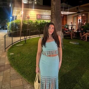 SAYLOR Blue Maxi Pencil Dress with Cut Out and Slit